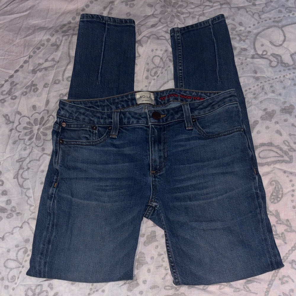 AO.LA Alice + Olivia Blue You Look Good Today Skinny Jeans Sz 26